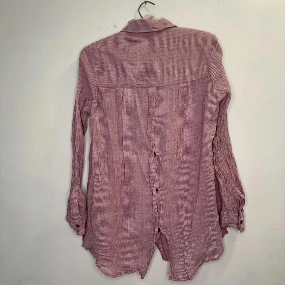 Free People No Limits Red Stripe Long Sleeve Button Up Size XS - Picture 2 of 6